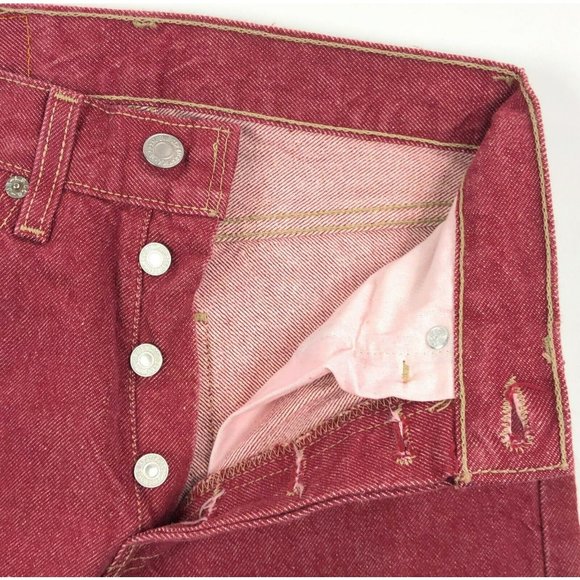 Levis 501 For Women 25x32 Red Jeans Vintage Button Fly Straight Leg Made In USA - Picture 6 of 10